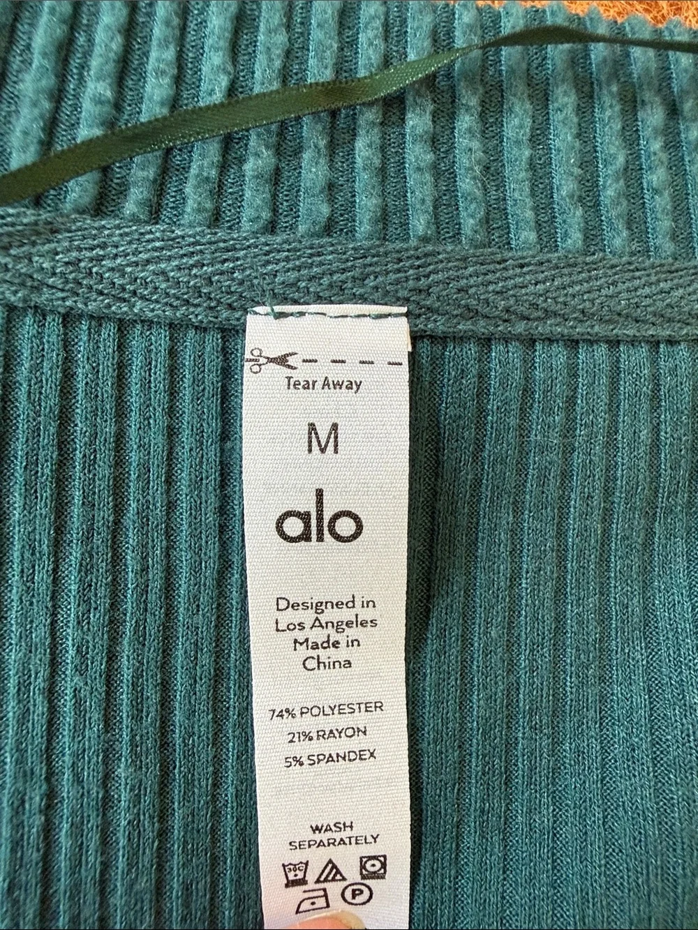 Alo Yoga Muse Ribbed Crop Pullover Sz Medium 8 10 Galactic Teal Green Oversized